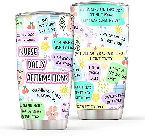 CGMIBAS Krankenschwester-Geschenke, Geschenke für Krankenschwestern, Frauen, Becher, Krankenschwester-Woche, Abschlussgeschenk, 590 ml Edelstahl, tägliche Bestätigungen, Kaffeetasse