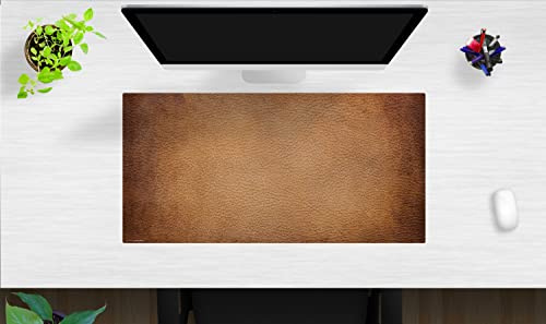 Schreibtischunterlage – Leder Optik braun – 80 x 40 cm – Schreibunterlage aus Premium Vinyl – Made in Germany