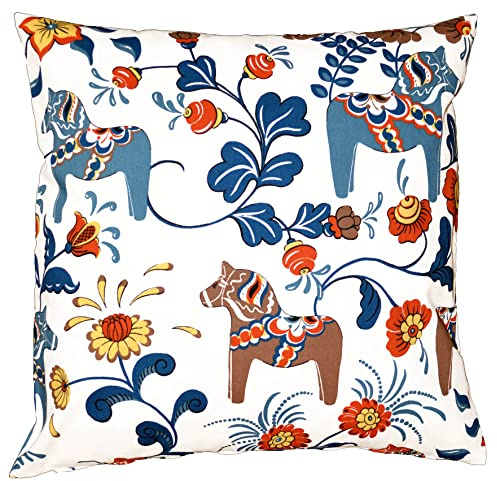 Arvidssons Textil Leksand Orange-Blau Kissenbezug 47x47 cm