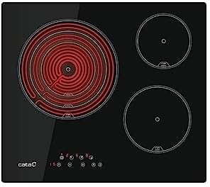 Cata Placa Vitrocerámica TT 6003 con 3 Zonas de Cocción High Light. 9 Niveles de Potencia Regulables. Ancho de 59cm. Potencia Total 5,7 kw. Acabado en Color Negro.