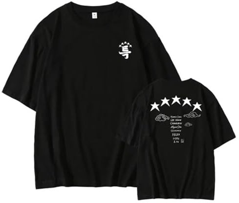 Skz 5 Star Album TrackList Merch T-Shirt Jisung Felix Hyunjin Minho Changbin Konzerte Tee Unisex Top, Schwarz-02, XXL