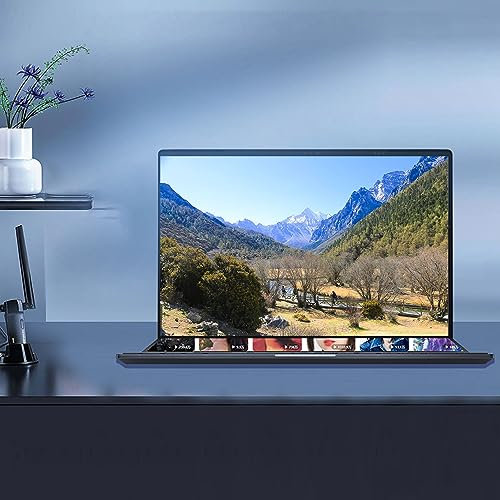 Laptop a Doppio Schermo, PC Portatile Sottile 1920x1200 HD, Laptop per Viaggi di Lavoro, Processore 10750H, 16G DDR4 2666MHz, con Touchpad (16GB+1TB Spina UE)