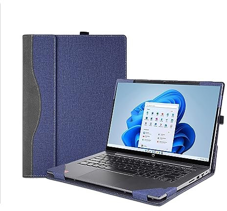 HP Envy x360 15.6'' 2-in-1 Laptop Cover Case for 15t-fe, 15-fh, 15z-fh, 15-fe, 15-ew, 15z-ey & Pavilion x360 Convertible 15-er - PU Leather Protective Shell Detachable Laptop Bag (Dark Blue)