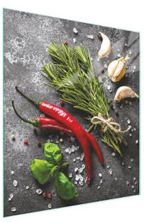 TMK ArtDeko Herdabdeckplatte 1 Teilig 45x52 cm - Spritzschutz Herdabdeckung – Herdschutz aus Sicherheitsglas – Robust, Hygienisch & Rutschfest– Schutz für Induktion, Ceran, Gas & Elektro