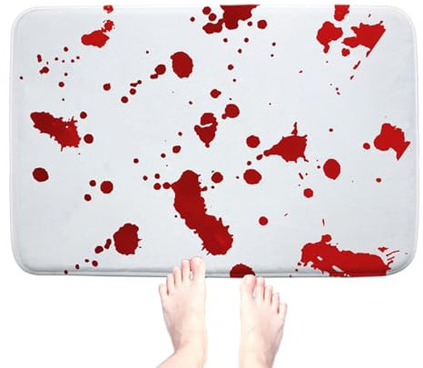 Bloody Footprint Fußmatte - Rutschfeste Absorbierende Blut Halloween Fußmatte Beängstigend | Beängstigend Blutspritzer Fingerabdruck Fußmatte für Bad, Flure, Wohnzimmer Novent