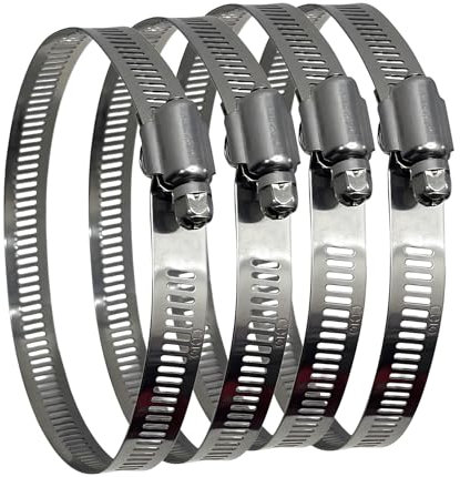 Stainless Steel Air Ducting Clamps, Adjustable Hose Clamps with Worm Drive for Ducting, Heating, Cooling, Exhaust, and Ventilation, 11.7 Inch (Pack of 4) (11.7in-4PACK)