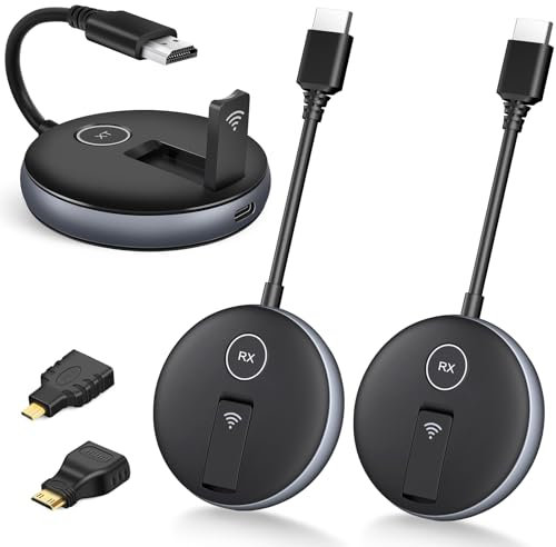 YAOMAISI Wireless hdmi transmitter and receiver,Wireless hdmi extend kit (1 transmitter and 2 receivers),Take Laptop,Cable Boxes,Cameras to Project Screens to televisions or projectors