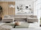 MKS MEBLE Sofa U-Form Beige, Wohnlandschaft U-Form, Sofa mit Schlaffunktion und Bettkasten, Schlafsofa mit Bettkasten, Couch mit Verstellbare Kopfstützen - Peter U - Beige Velvet