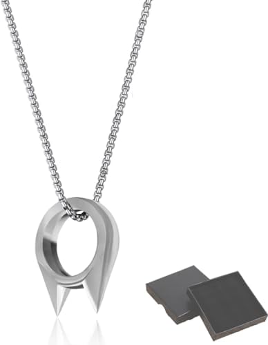GGUFAY Katzenohren Ring Zinklegierung Unzerstörbar Zur Selbstverteidigung/Notfall/Dekoration Legal Ring Unisex/Universalgröße Einschließlich Einer Halskette,Silber