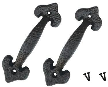ALNKDH 2 Pack D Handle 170mm (6.7) Black Door Handles,Barn Door Handle,Door Pull Handle,Gate Handle for Wooden Gates,Cast Iron Pull Handle Suitable for Sheds, Gates, and Doors