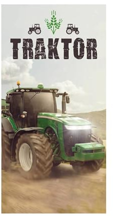 damaloo grüner Traktor Kinder Handtuch groß aus Baumwolle - Badetuch für Jungen, Mädchen & Erwachsene - XXL Duschtuch 70x140