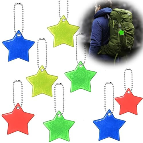 Fc'Noqgn Reflektierende Anhänger, Schlüsselanhänger, reflektierende Kinderanhänger für Puppensitze, Rucksäcke, Handtaschen, Jacken, Rollstühle, Walking, Running, Partytaschen,8Pcs
