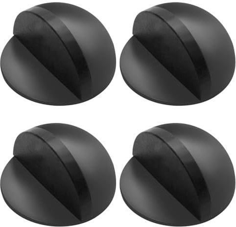 4 Pack Door Stoppers for Floor, Self-Adhesive Door Stoppers, Heavy-Duty Non-Skid Door Wedges, Stainless Steel Door Stop, Floor Door Stoppers for Hard Floor Glass Door to Protect Wall and Door (Black)