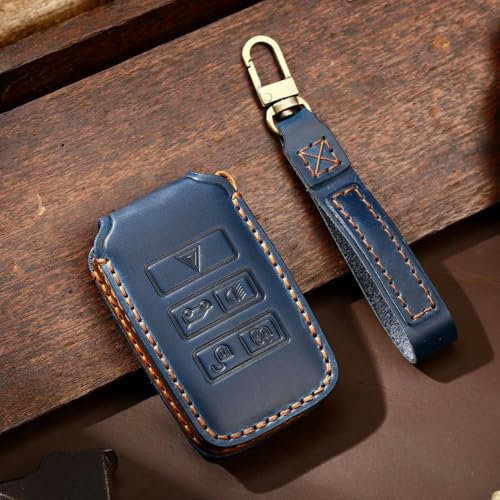 ONNAT Auto-Schlüsselanhänger aus Leder, Schlüsselanhänger-Hülle, für Land Rover Range Rover Sport Evoque Freelander Velar Discovery Jaguar XE XJ XF