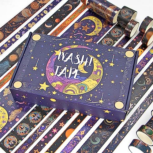 Jniseger Washi Tape Lot de 29 rouleaux de ruban décoratif à thème magique pour journal, accessoires de scrapbooking, planificateur, bricolage, emballage cadeau