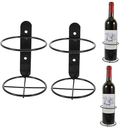 MERRYHAPY 2 Piezas Botellero montado en la Pared Bouteille despensa Bebidas Dos botellero de Vino botellero para Vino heladera toallero de pie botelleros para Pared Porta Vino Planchar Black