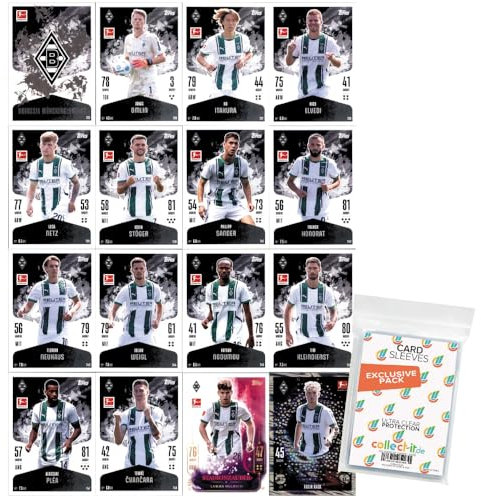 Bundle mit Topps Match Attax Bundesliga - 2024/25 - Mannschaftspaket - Borussia MÖNCHENGLADBACH + Exklusive Collect-it Hüllen