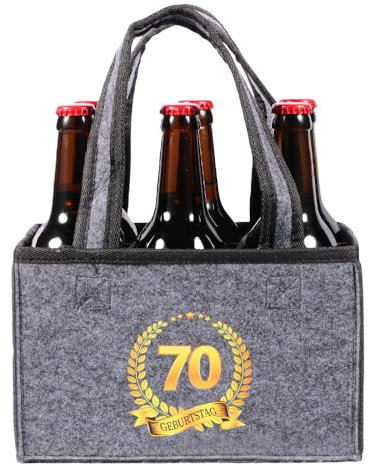 KHstylehoo Geschenk 70 Geburtstag Mann, 70. Geburtstag Mann Flaschentasche, Flaschentasche 6 Flaschen Geschenk Zum 70 Geburtstag Mann, Männerhandtasche Bier für 70 Jahre Alten Vater, Ehemann
