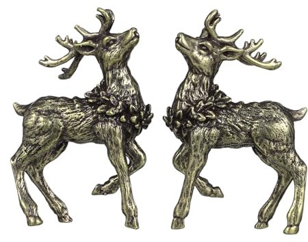 Warmhm Messing REH Figuren 2 Stück für Tischdeko Deko REH Weihnachten Event