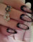 OXDOHUE 24 pièces Faux ongles violets à paillettes de style foncé avec colle, style gothique adapté aux rendez-vous et aux fêtes