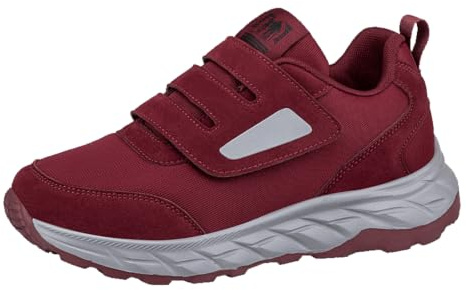 ZVJV Diabetiska skor för kvinnor, ortopediska herrskor, skor utan skosnören, breda växtskor för män, breda växtskor, bekväma herrskor, vinter herrsneakers, remskor för män, Röd, 40 EU