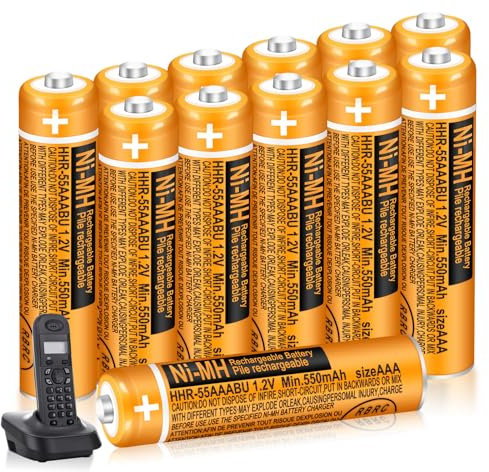 12 Pack HHR-55AAABU 550mAh 1.2V AAA Rechargeable NI-MH Batteries for Panasonic BT Gigaset Cordless Phones