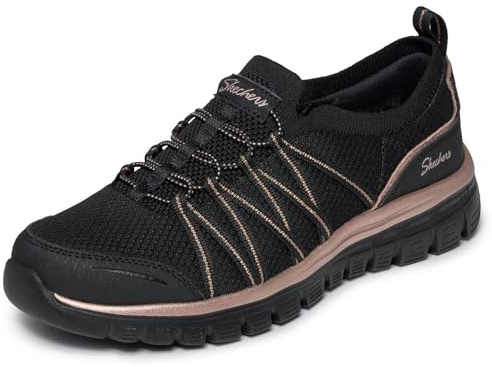 Skechers Damen Graceful Purecrush Turnschuhe, Black/Rose Gold Knit, 37.5 EU