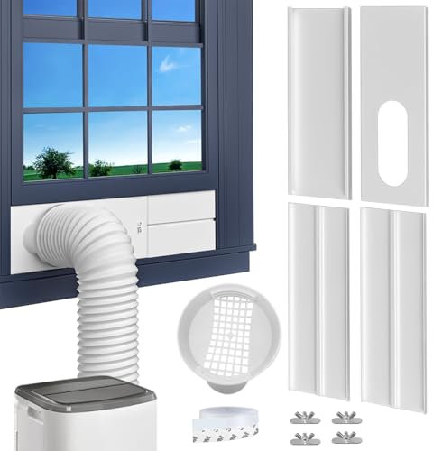 4 pezzi Condizionatore Guarnizione per Finestre,Climatizzatore Portatile Guarnizione,Kit di Tenuta Universale per Aria Condizionata Portatile,Guarnizione per Finestra con Kit Adattatore per Finestra