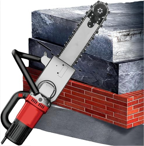 Tronçonneuse portative sans balais, tronçonneuse électrique pour béton, coupe-mur à chaîne diamantée avec suppression de la poussière alimentée par eau, avec 2 chaînes/2 barres de guidage,350
