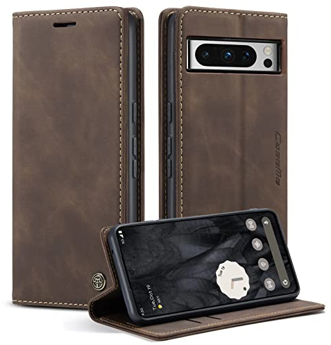 Monweicz Handyhülle für Google Pixel 8 Pro Hülle Premium Lederhülle Klappbar Flip Case Tasche Magnet Kartenfach Standfunktion Klapphülle Schutzhülle für Google Pixel 8 Pro - Kaffee