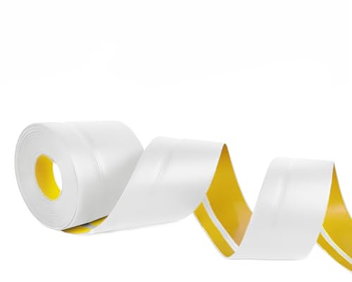 YushengTai Plinthe Adhesive,Blanc 18 M Plinthe Souple Autoadhésive 50 x 20 mm, Corniere pvc Convient pour la Cuisine et la Salle de Bain (Blanc)