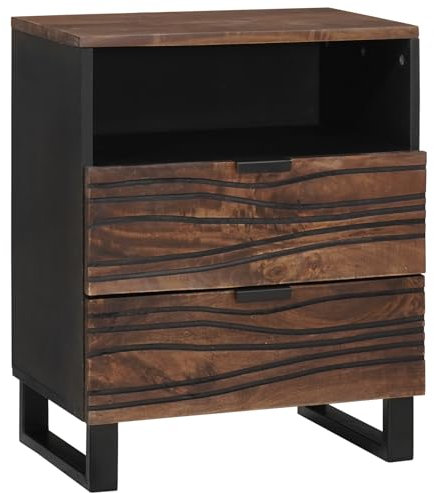 vidaXL Table de Chevet 50x33x60 cm en Bois Massif de Noyer et Bois Technique