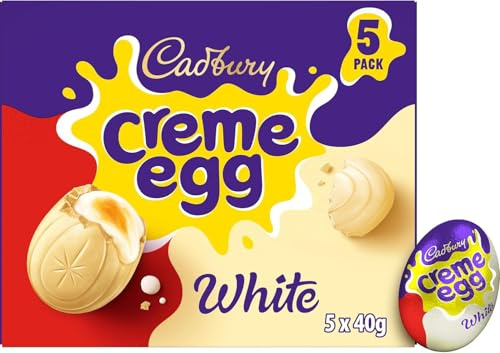 Cadbury Dairy Milk White Chocolate Creme Egg, Easter Gift, Multipack of 5 x 40 g (Pack of 1)