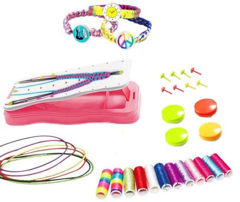 Asyduey DIY Hand Rope Braider Set, Friendship Bracelets Rope Kit, Bracelet Kit Stretchy Hand Rope Bracelet Maker Set Pink