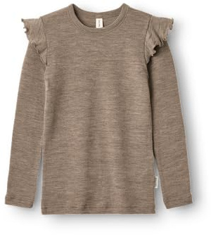 Dilling Kinder Mädchen Langarmshirt Bio-Merinowolle Rüschen Baselayer Unterwäsche temperaturregulierend