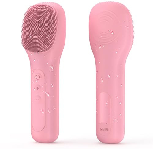 Brosse de nettoyage du visage rechargeable étanche pour nettoyer exfolier le visage masser exfoliant électrique pour femmes et hommes (Rose)