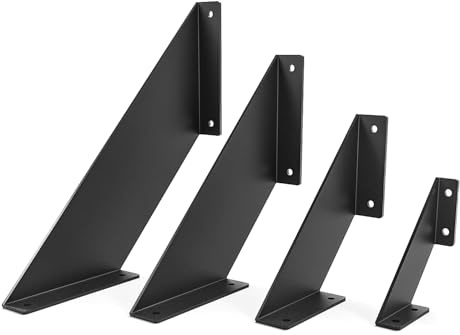 HEVVA 2er-Set Regalwinkel - LICHTENBERG - Belastbar (15 cm, Schwarz) | Regalhalterung, Regalträger, Wandregal Halterung, Regalbefestigung, Regalstütze, Wandhalterung für Küchenregale
