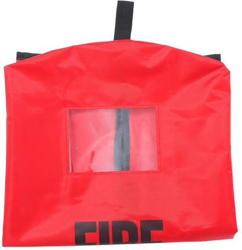 Housse d'Extincteur Étanche Rouge en Tissu Fenêtre Claire | Poche D’Inspection, Identification Rapide, Protection Pluie et Gel, pour Entrepôt et Chantier