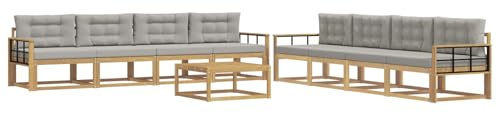 vidaXL Outdoor-Sofagarnitur 9 pcs Weiß und Hellgrau 79 x 79 x 37 cm, Garten-Sofa Set, modulare Lounge für draussen, wetterfestes Mobiliar, robuster Pool-Bereich
