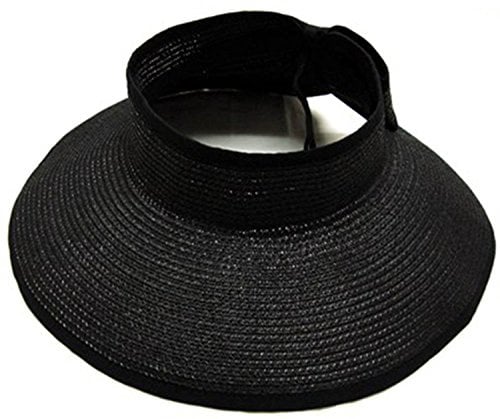 Kuyou Damen Sonnenhut Sport Sunvisor Visor Cap Strohhut Sonnenhut (Schwarz)
