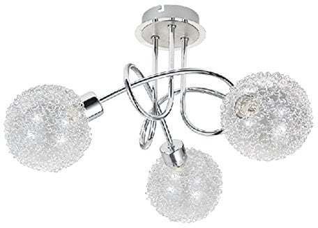 Trango 3-flammig Deckenleuchte 1002-38 Chromoptik incl. 3x 3,5 Watt G9 LED Leuchtmittel 3.000K warmweiße Lichtfarbe, Badleuchte, Flurleuchte, Küchenleuchte, Deckenlampe, Kronleuchter