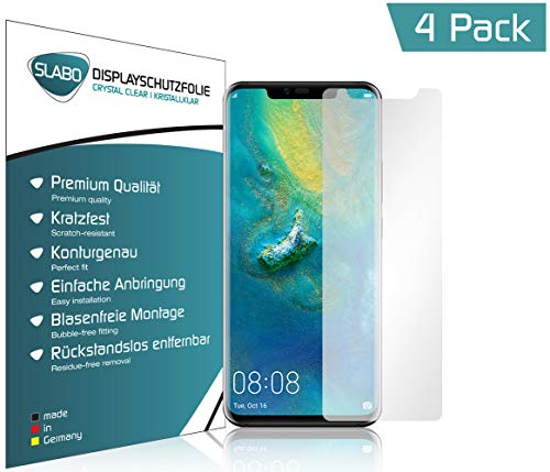 Slabo 4 x Displayschutzfolie für Huawei Mate 20 Pro Displayfolie Schutzfolie Folie Zubehör Crystal Clear KLAR