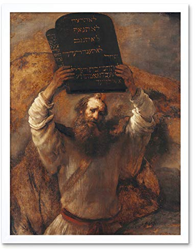 Fine Art Prints Rembrandt Moses mit den Zehn Geboten Kunstplakat Gerahmter Druck 30x40 cm
