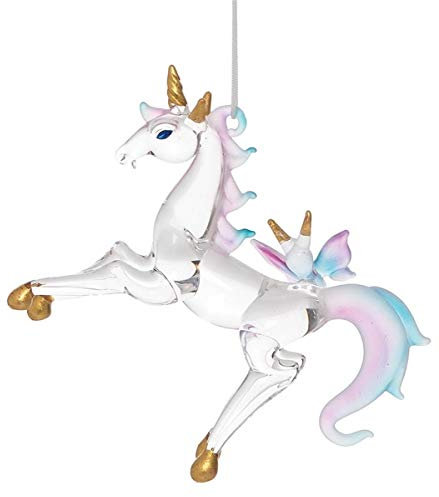 Gallery II Orn74407 Licorne en verre soufflé à suspendre 10,2 cm