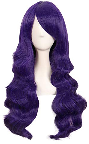 MapofBeauty 28 Pollic/70cm Cosplay Lunga Capelli Ricci Della Signora Di Modo Parrucche (Scuro Viola)
