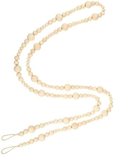 VOSAREA Holz Perle Girlande Set Rustikale Bauernhaus Land Perlen Gebet Perlen Weihnachten Hängende Dekorationen Ornament (Beige)