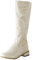 Stivali Donna Moda Pelle Tacco Basso Scarpe con Punta Tonda Slip-On Comodo Western (37,Beige)