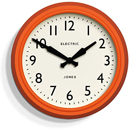 JONES CLOCKS® Telecom wanduhr | Runde Vintage Retro Uhr | 27cm | Orange | Moderne Interpretation eines vintageklassikers für küche, Wohnzimmer oder büro