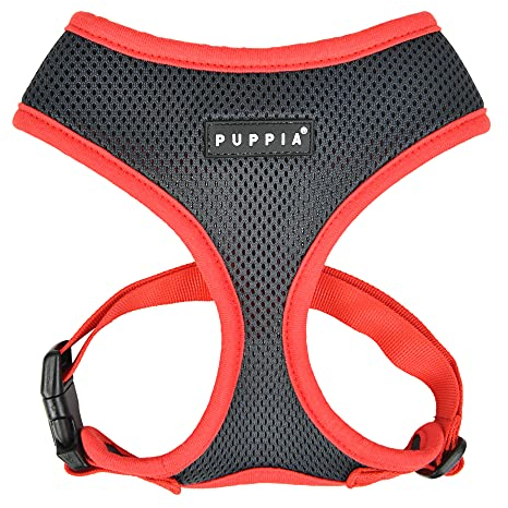 Puppia Weiches Hundegeschirr für kleine und mittelgroße Hunde - sehr komfortabel und verstellbar Soft Harness II A Grau XL