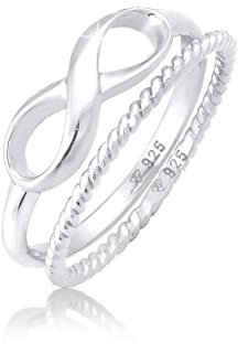 Elli Ring Damen Stapelring Duo Infinity Twisted Basic Trend Blogger in 925 Sterling Silber